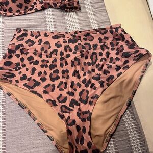 Aeri Leopard Print High-Waisted Bikini Bottoms
